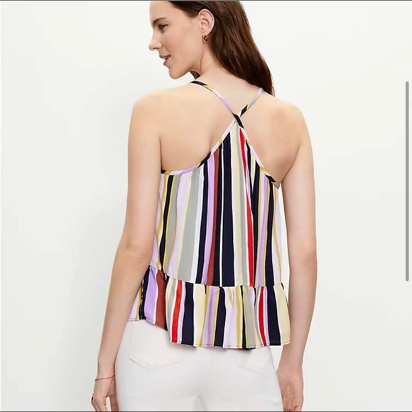 New with tags LOFT Multi Stripe Peplum Tank - Picture 2 of 7